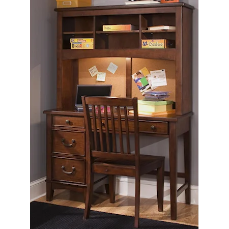 Single Pedestal Student Desk with Hutch